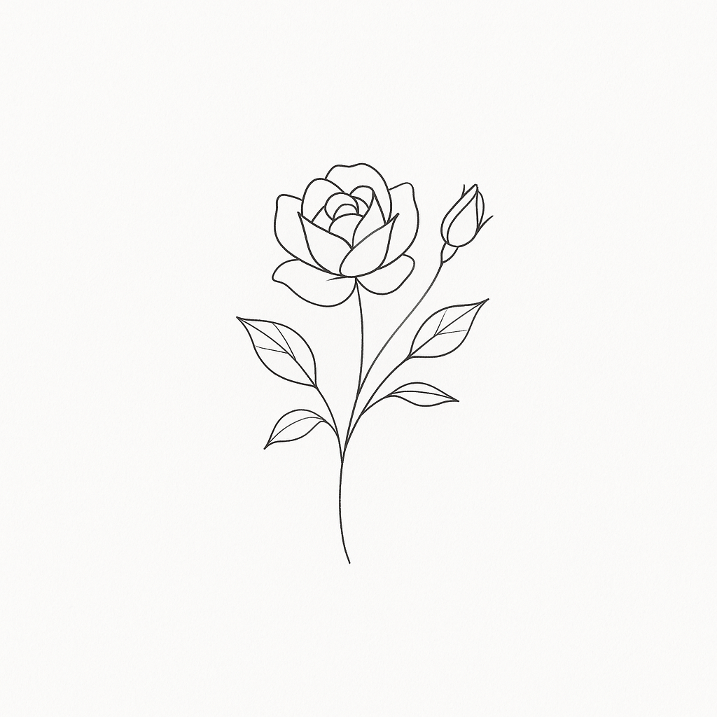 Fine-line rose tattoo concept